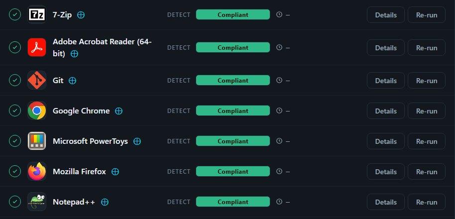 The actions of one maintenance session, listed in the order they run.
